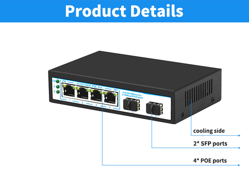 4 Port Extender Poe Switch Power 60W Gigabit 1 In 4 Out