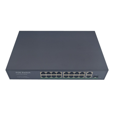 16 Ports 100M PoE Swtich 250m distance 2 10/100Mbps uplink port with VLAN DIP