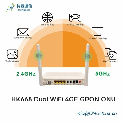 1200MB AC WiFi Gpon ONU HK668 4ge 1tel 2USB + 2.4G/5g WiFi FTTH Router Modem